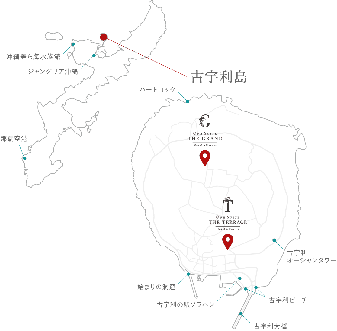 沖縄本島・古宇利島地図